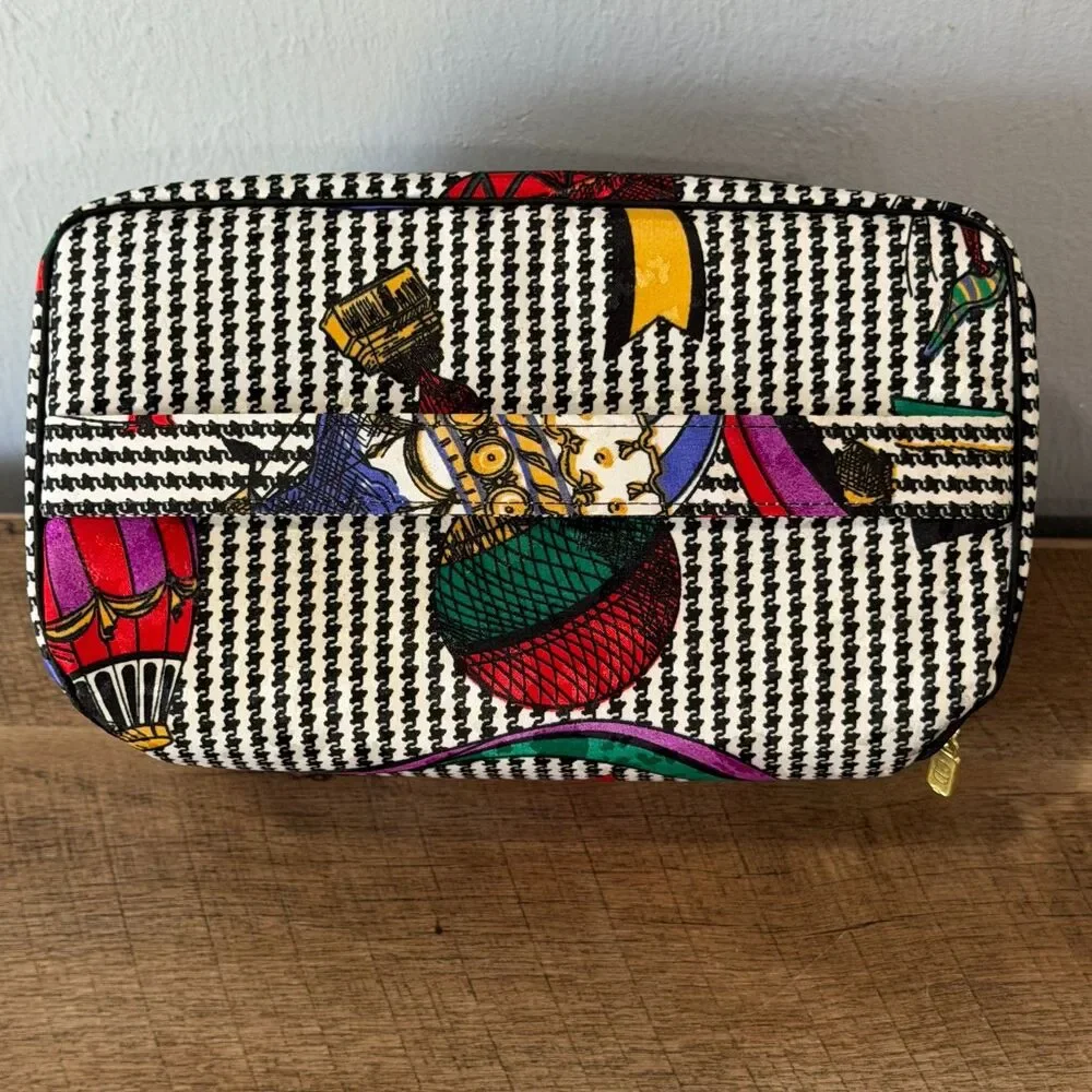 Vintage Christian Dior Large Cosmetic Case Hot Air Balloon Design Makeup Travel